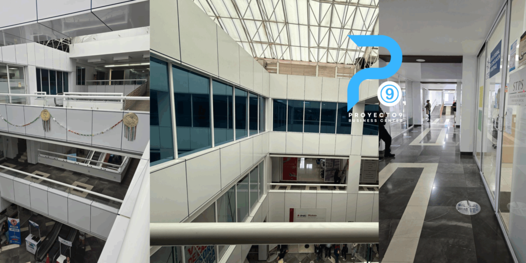 Instalaciones modernas de Proyecto 9 Business Center en Cuernavaca con oficinas privadas, coworking y espacios corporativos premium.