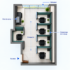 Distribución de área coworking | Proyecto 9 Business Center Distribución sugerida de área coworking en Cuernavaca