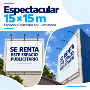 Espectacular publicitario de 15 × 15 metros en Cuernavaca para renta de publicidad exterior.