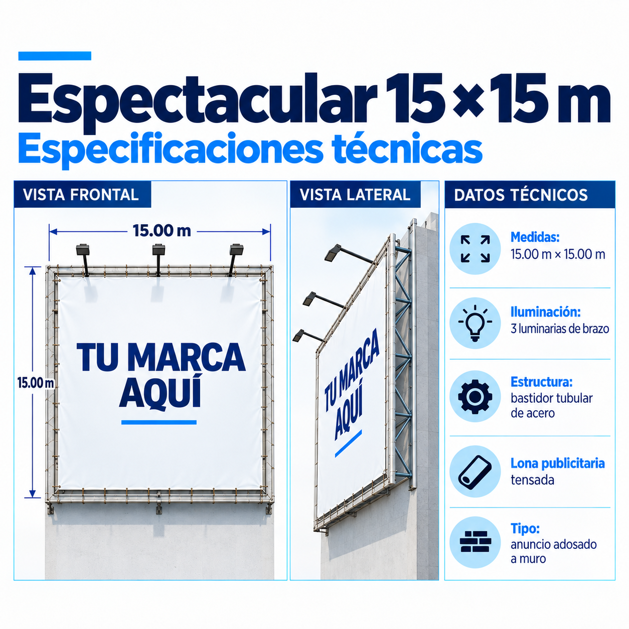Vista en perspectiva del espacio publicitario de 225 m² sobre Av. Teopanzolco en Cuernavaca.