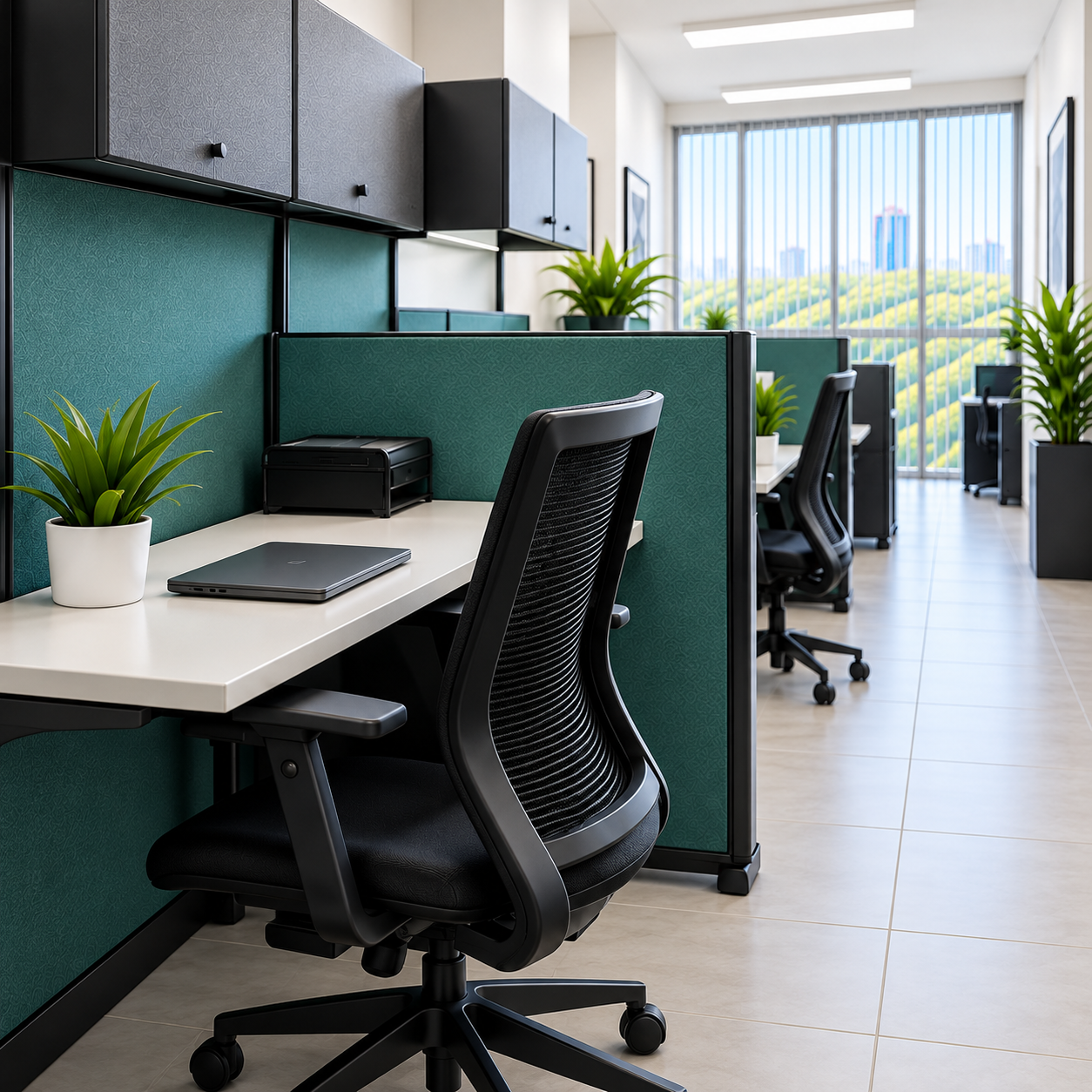 Estaciones de trabajo coworking | Proyecto 9 Business Center Estaciones de trabajo en área coworking en Cuernavaca