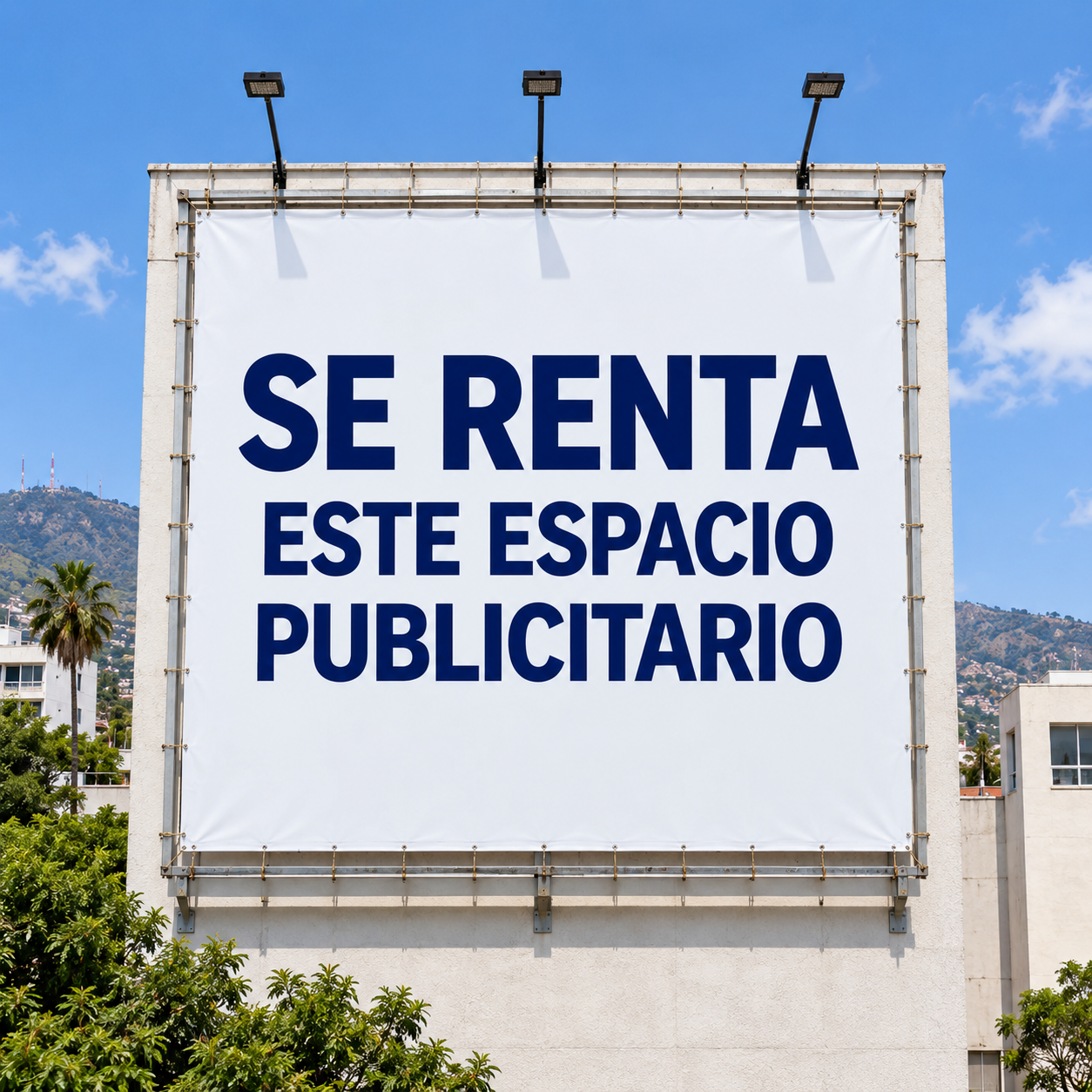 Vista frontal del espectacular publicitario de 15 metros de ancho por 15 metros de alto en Cuernavaca.